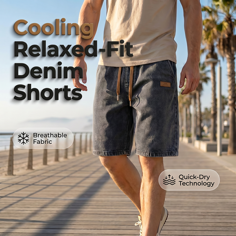 🩳 LIMITED-TIME 49% OFF! ✨ Men's Summer Lightweight Denim Shorts – Relaxed Fit, Elastic Waist, Deep Pockets 🌊