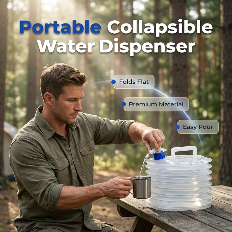 📢📢49% OFF!! ⏰ 💧 Collapsible Water Container with Spigot – Portable Folding Water Jug for Camping, Picnic, Outdoor & Emergency Use ✨