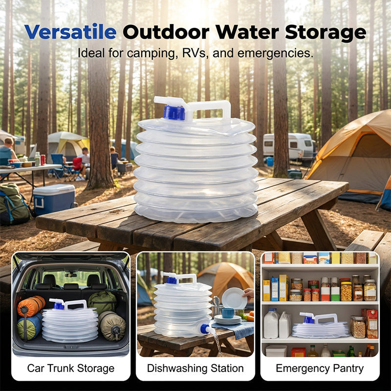 📢📢49% OFF!! ⏰ 💧 Collapsible Water Container with Spigot – Portable Folding Water Jug for Camping, Picnic, Outdoor & Emergency Use ✨