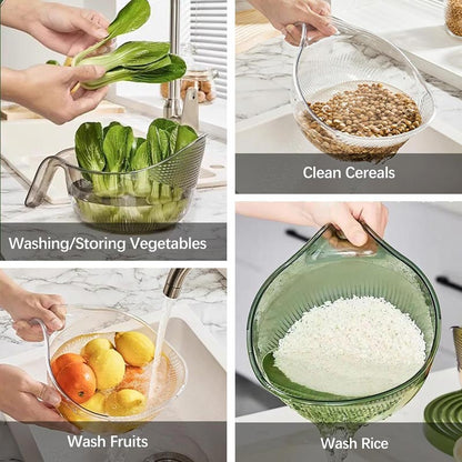 🍚 LIMITED-TIME 49% OFF! ✨Multipurpose Rice Washing Bowl Strainer with Handle