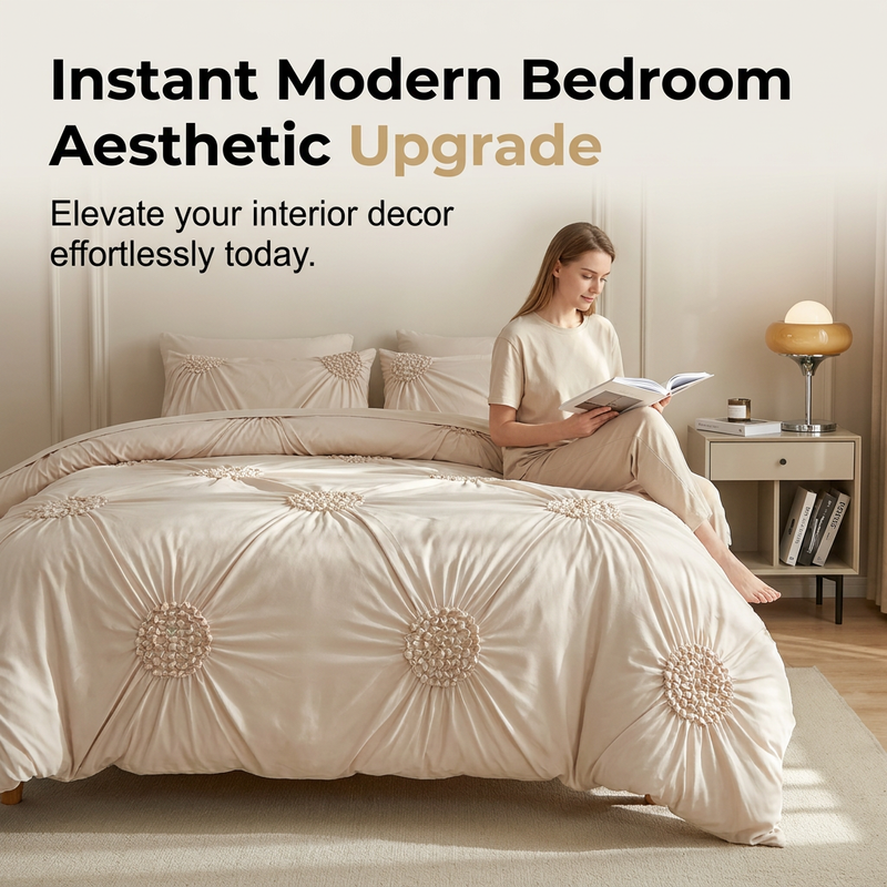 📢📢49% OFF  & FREE SHIPPING !! ⏰Elegant Pinch Pleat Duvet Cover Set