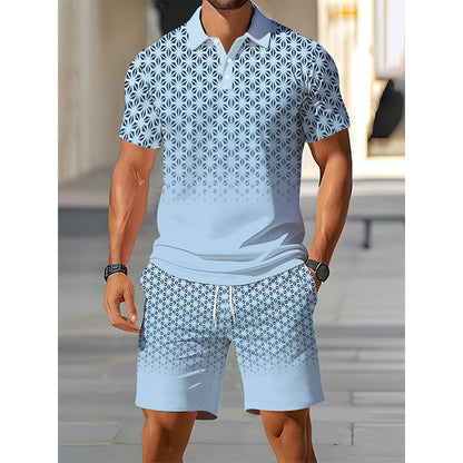 👕 LIMITED-TIME 49% OFF! ✨ Men's Geometric Print Collared Top & Shorts Set – Modern Pattern, Breathable, Coordinated Look 🔷