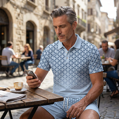 👕 LIMITED-TIME 49% OFF! ✨ Men's Geometric Print Collared Top & Shorts Set – Modern Pattern, Breathable, Coordinated Look 🔷