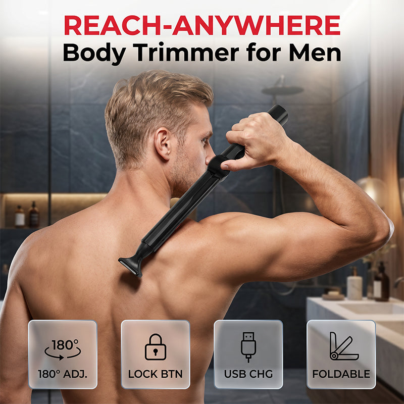 🥳2026 HOT SALE🥳💞50K+ SOLD!🪒💪 48% OFF! Reach-Anywhere Body Trimmer – Extendable handle, precision heads. Trim back, chest & legs yourself – no help needed! 🧔✨