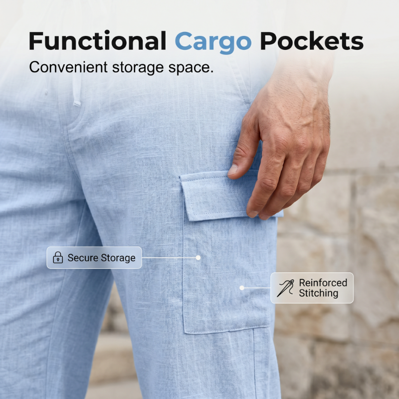 🎁2026 New Arrivals 45% OFF💥Men Summer Linen Set Loose Shirt and Cargo Shorts Two Piece Outfit