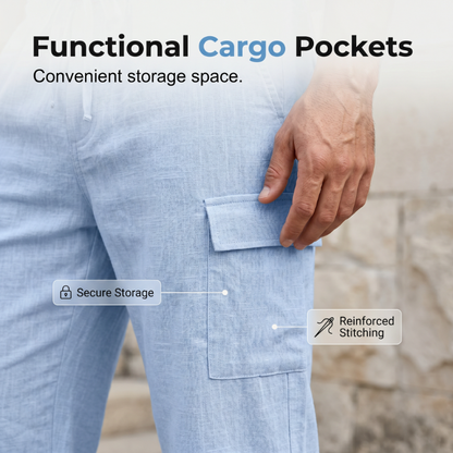 🏖️Men's Summer Linen Set Loose Shirt and Cargo Shorts Two Piece Outfit