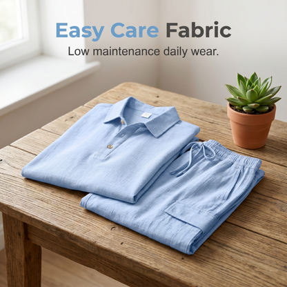🏖️Men's Summer Linen Set Loose Shirt and Cargo Shorts Two Piece Outfit