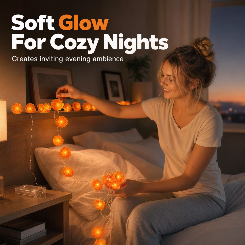 🌼Limited Time 49% Off! 🎃Artificial Marigold Flower LED String Lights – Waterproof 8 Lighting Modes, 20 LEDs Battery Powered, Decor for Halloween, Day Of The Dead Altar, Porch & Indoor Festival Decor
