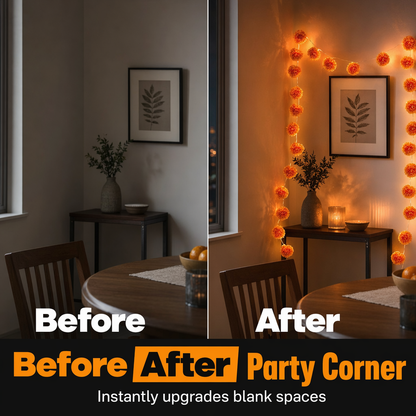 🌼Limited Time 49% Off! 🎃Artificial Marigold Flower LED String Lights – Waterproof 8 Lighting Modes, 20 LEDs Battery Powered, Decor for Halloween, Day Of The Dead Altar, Porch & Indoor Festival Decor