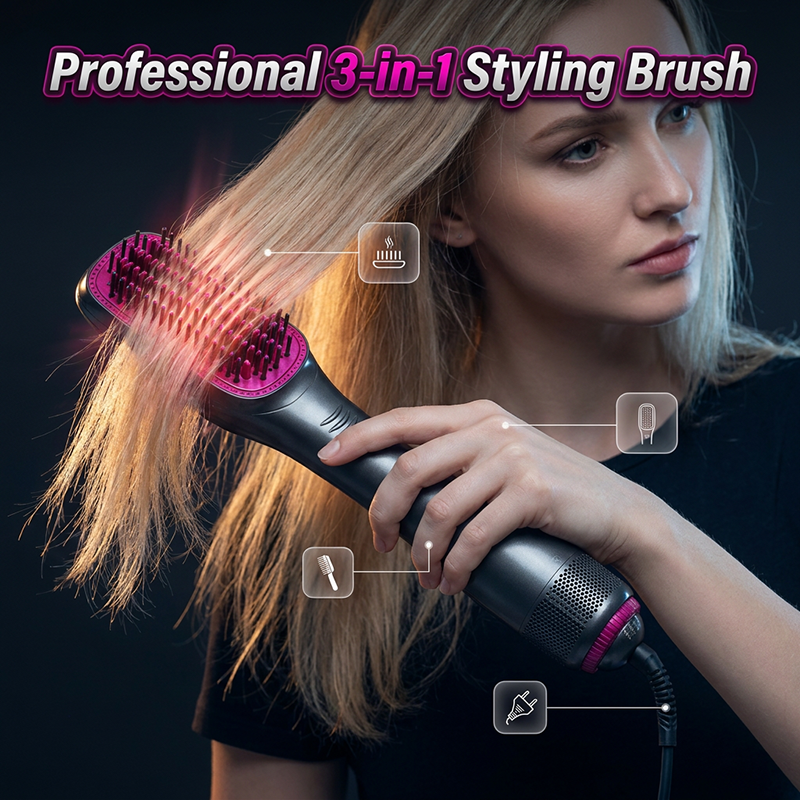💇‍♀️ 49% OFF NOW! 🎉 Professional 3-in-1 Hot Air Brush – Dry, detangle & volumize – 162K+ sold, salon results at home – smooth & shiny ✨🌀💨