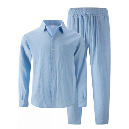📢📢49% OFF !! ⏰Men's Linen Long Sleeve Shirt & Long Pants 2-Piece Set