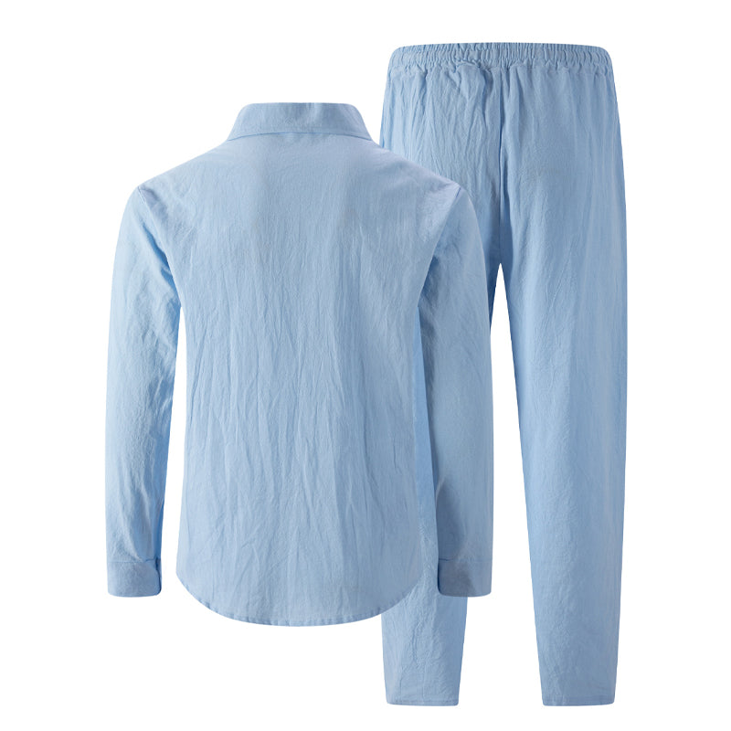 📢📢49% OFF !! ⏰Men's Linen Long Sleeve Shirt & Long Pants 2-Piece Set