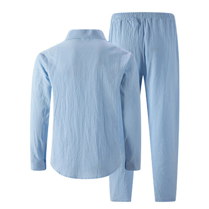 📢📢49% OFF !! ⏰Men's Linen Long Sleeve Shirt & Long Pants 2-Piece Set