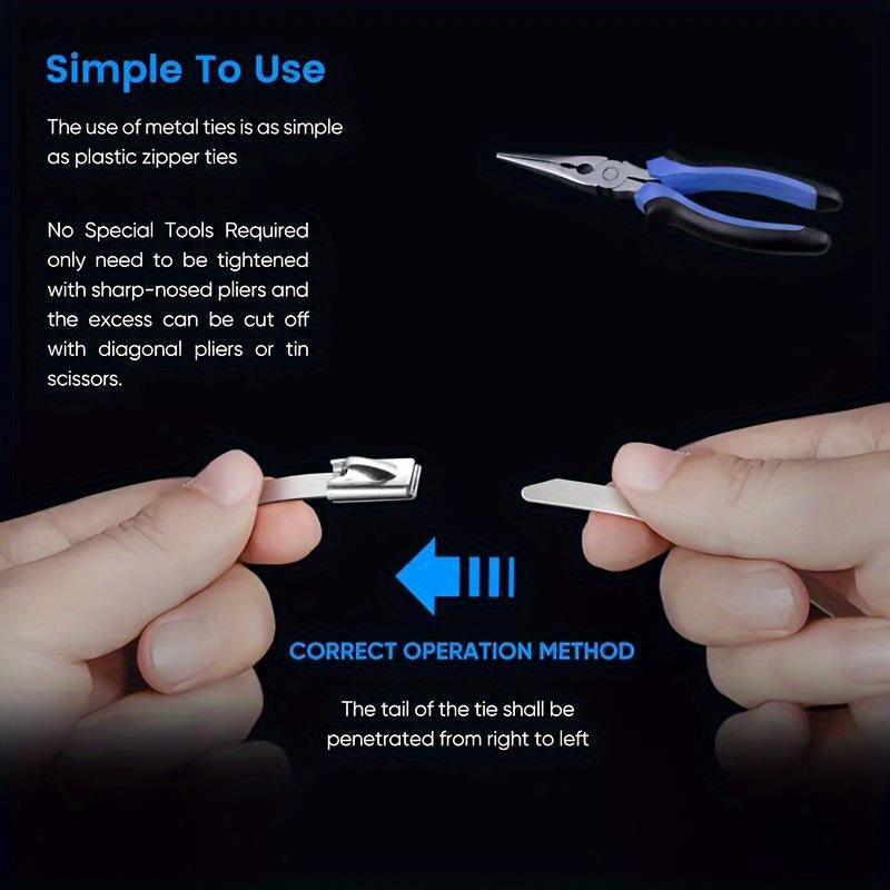 📢📢49% OFF !! ⏰Heavy-Duty Self-Locking Stainless Steel Cable Ties