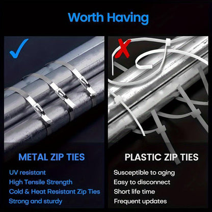 📢📢49% OFF !! ⏰Heavy-Duty Self-Locking Stainless Steel Cable Ties