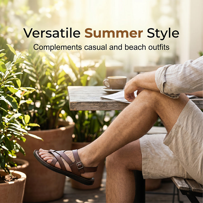 🦶49% OFF NOW! ☀️ Men Roman Sandals – Soft sole & casual style – Perfect for summer, beach or walks – comfortable and breathable 🌊🦶✨