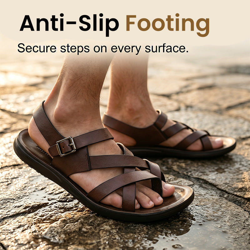 🦶49% OFF NOW! ☀️ Men Roman Sandals – Soft sole & casual style – Perfect for summer, beach or walks – comfortable and breathable 🌊🦶✨