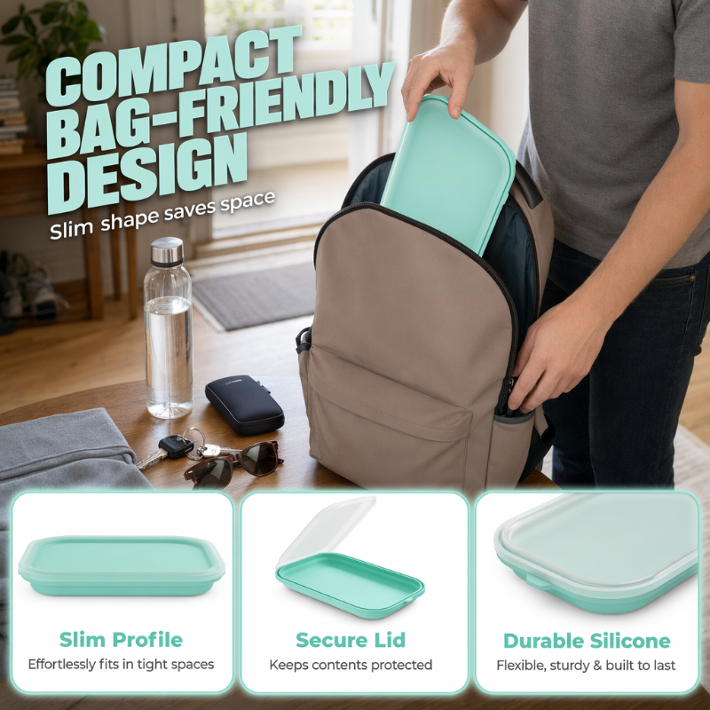 🎉 2026 Sale — Over 26,000 Sold! 💞 Portable Food Grade Silicone Lunch Box – Fresh & Clean 🌸