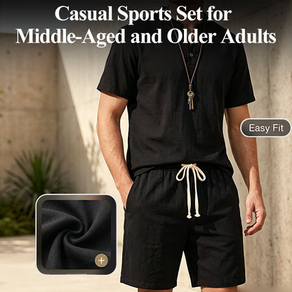 🔥49% OFF NOW🌬️ Men's Breathable Summer Lounge Set‑Soft Short‑Sleeve Top & Shorts Outfit for Daily Relaxation