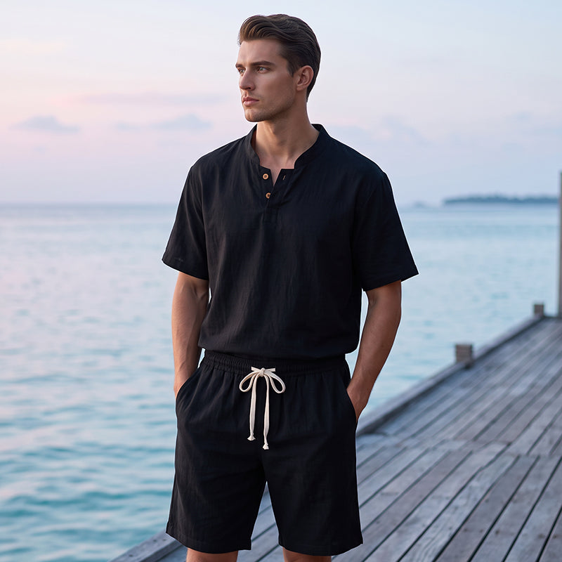 🔥49% OFF NOW🌬️ Men's Breathable Summer Lounge Set‑Soft Short‑Sleeve Top & Shorts Outfit for Daily Relaxation