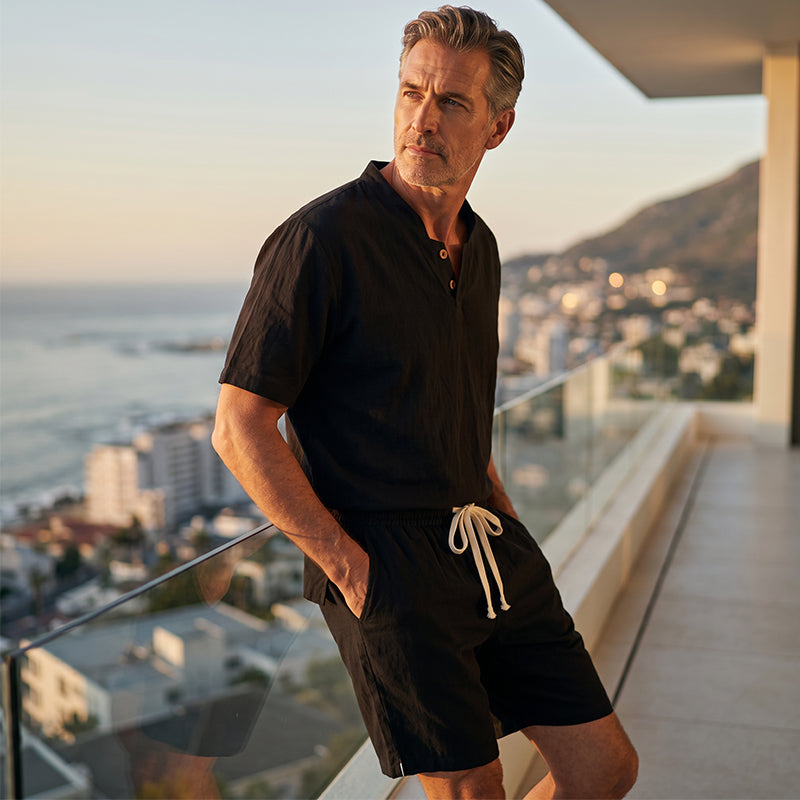 🔥49% OFF NOW🌬️ Men's Breathable Summer Lounge Set‑Soft Short‑Sleeve Top & Shorts Outfit for Daily Relaxation