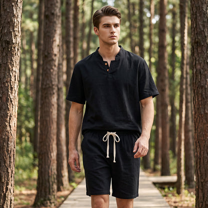 🔥49% OFF NOW🌬️ Men's Breathable Summer Lounge Set‑Soft Short‑Sleeve Top & Shorts Outfit for Daily Relaxation