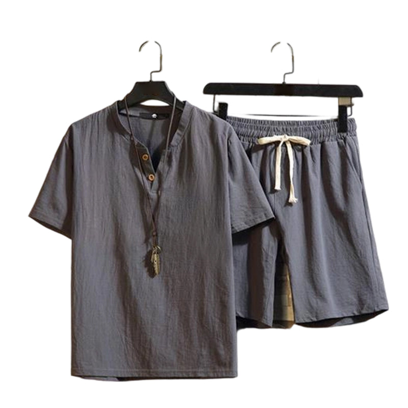 🔥49% OFF NOW🌬️ Men's Breathable Summer Lounge Set‑Soft Short‑Sleeve Top & Shorts Outfit for Daily Relaxation