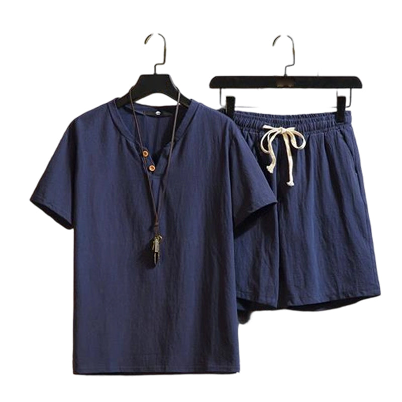 🔥49% OFF NOW🌬️ Men's Breathable Summer Lounge Set‑Soft Short‑Sleeve Top & Shorts Outfit for Daily Relaxation