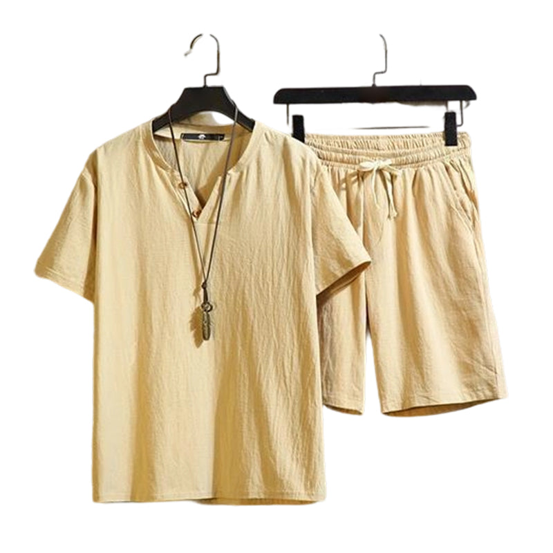 🔥49% OFF NOW🌬️ Men's Breathable Summer Lounge Set‑Soft Short‑Sleeve Top & Shorts Outfit for Daily Relaxation