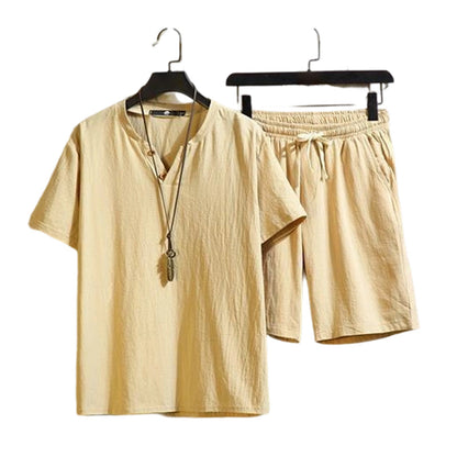 🔥49% OFF NOW🌬️ Men's Breathable Summer Lounge Set‑Soft Short‑Sleeve Top & Shorts Outfit for Daily Relaxation