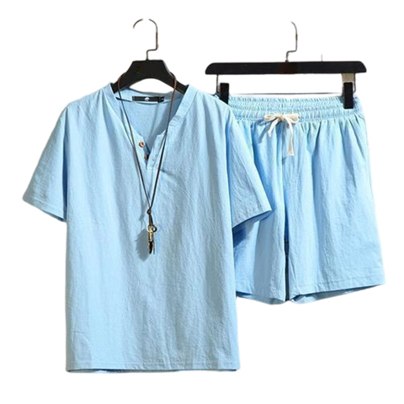 🔥49% OFF NOW🌬️ Men's Breathable Summer Lounge Set‑Soft Short‑Sleeve Top & Shorts Outfit for Daily Relaxation