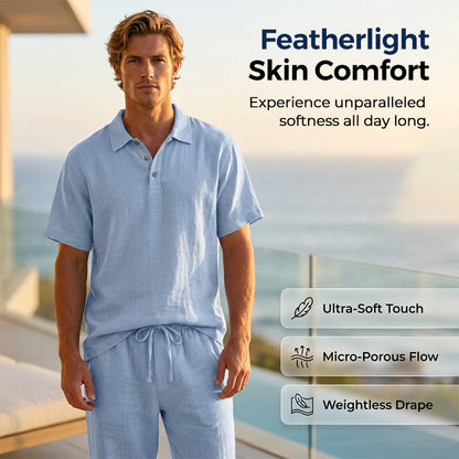 🔥 Pro-Favorite Men's Casual Linen Blend Shirt and Pants Set – Linen Blend – Breathable ☀️