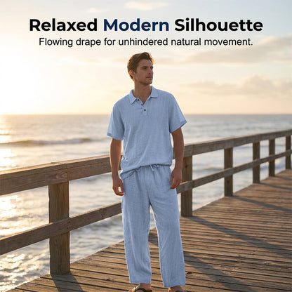 🔥 Pro-Favorite Men's Casual Linen Blend Shirt and Pants Set – Linen Blend – Breathable ☀️