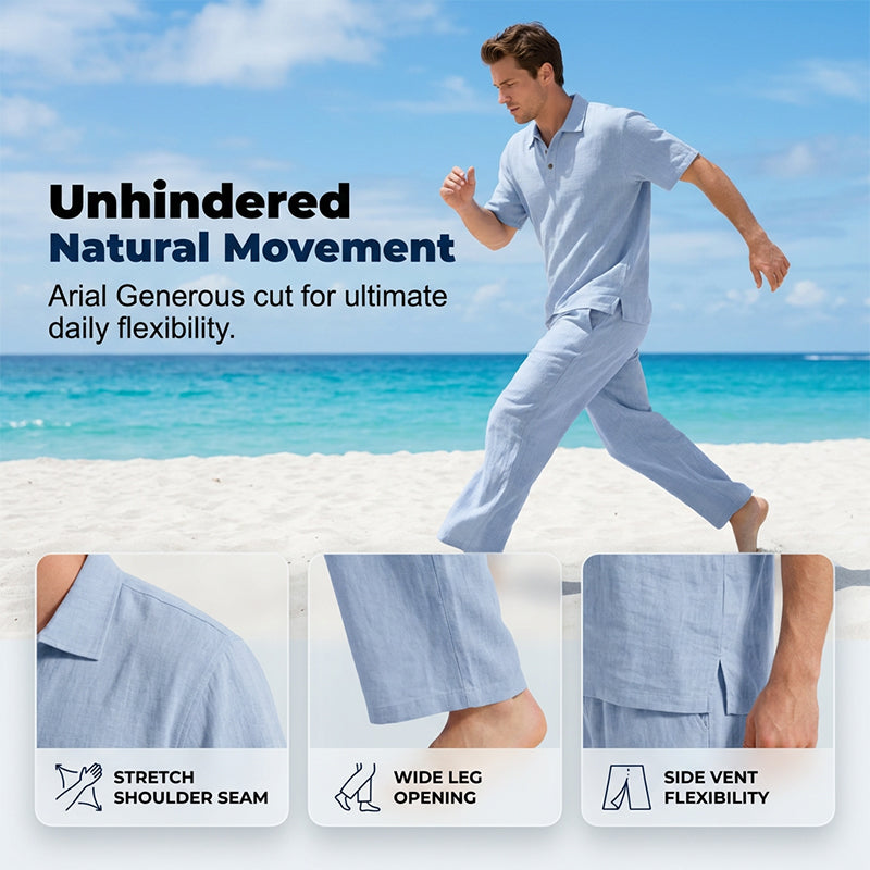🔥 Pro-Favorite Men's Casual Linen Blend Shirt and Pants Set – Linen Blend – Breathable ☀️