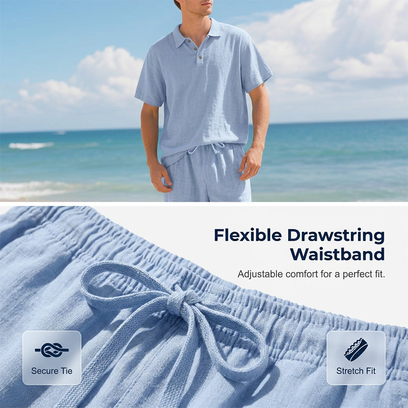 🔥 Pro-Favorite Men's Casual Linen Blend Shirt and Pants Set – Linen Blend – Breathable ☀️