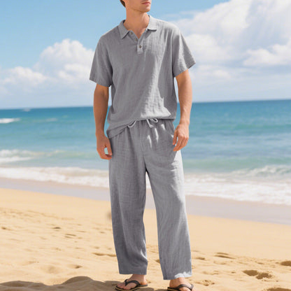 🔥 Pro-Favorite Men's Casual Linen Blend Shirt and Pants Set – Linen Blend – Breathable ☀️