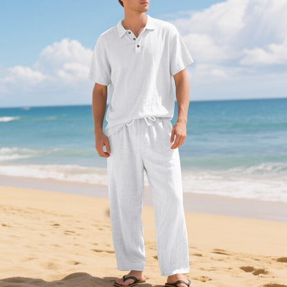 🔥 Pro-Favorite Men's Casual Linen Blend Shirt and Pants Set – Linen Blend – Breathable ☀️