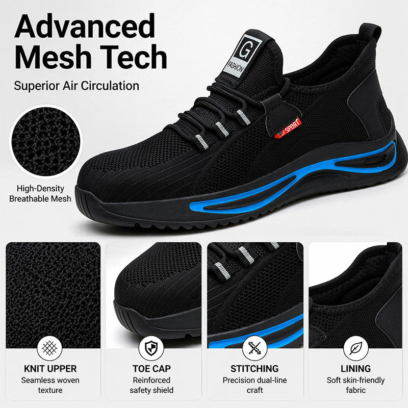 🏆Men Steel Toe Safety Shoes Breathable Work Sneakers