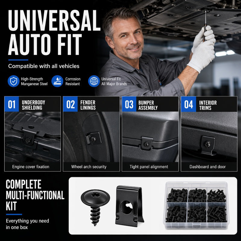 🔩 49% OFF NOW! 🚗 Universal Car Metal U-Type Clips & Screws Set – Heavy-duty, rust-resistant & versatile sizes – Perfect for auto trim, panels & interior repairs 🔧