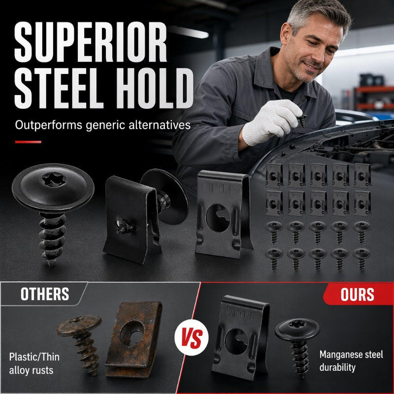 🔩 49% OFF NOW! 🚗 Universal Car Metal U-Type Clips & Screws Set – Heavy-duty, rust-resistant & versatile sizes – Perfect for auto trim, panels & interior repairs 🔧