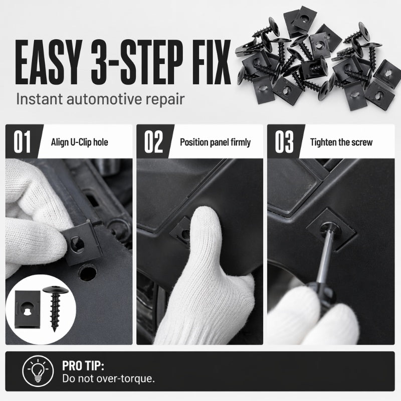 🔩 49% OFF NOW! 🚗 Universal Car Metal U-Type Clips & Screws Set – Heavy-duty, rust-resistant & versatile sizes – Perfect for auto trim, panels & interior repairs 🔧