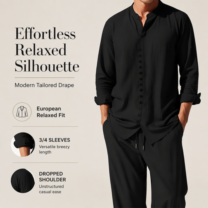 ⏳ LIMITED TIME 49% OFF! 🔥 Men's Minimalist Casual Shirt and Pants Set – Breathable Blend & Stylish Button Detail ☀️