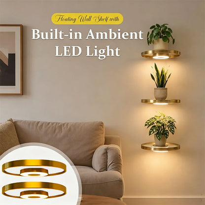 📢📢49% OFF !! ⏰Floating Wall Shelf with Built-in Ambient LED Light
