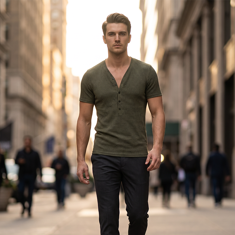🎉 LIMITED TIME 49% OFF! 👕 Breathable T-Shirt – Classic V-Neck Henley Design & Premium Polyester Fabric 💪