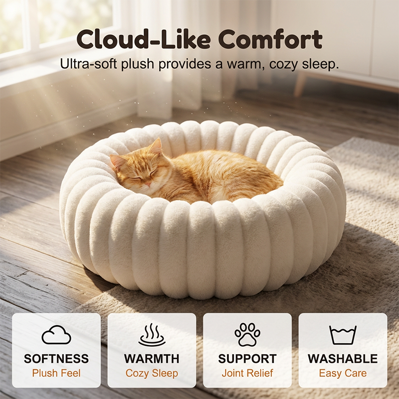 Ultra-Soft Round Calming Cat & Dog Bed 🐾 Curl Up, Calm Down – A Cosy Hug in Bed Form ✨