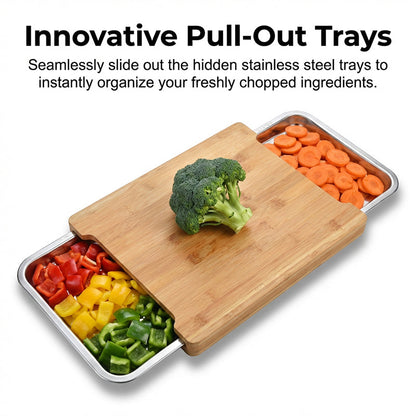 🔥While Supplies Last 49% OFF!🔪Wooden Cutting Board with Slide-Out Trays