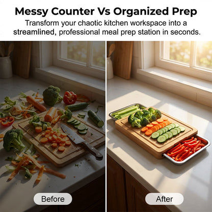 🔥While Supplies Last 49% OFF!🔪Wooden Cutting Board with Slide-Out Trays