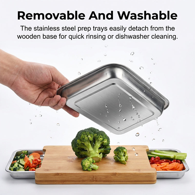 🔥While Supplies Last 49% OFF!🔪Wooden Cutting Board with Slide-Out Trays