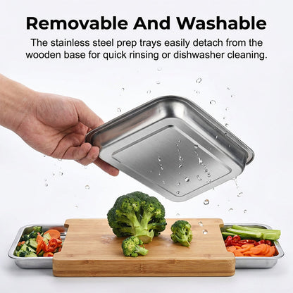 🔥While Supplies Last 49% OFF!🔪Wooden Cutting Board with Slide-Out Trays