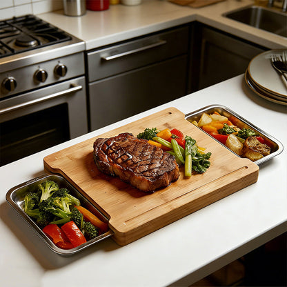 🔥While Supplies Last 49% OFF!🔪Wooden Cutting Board with Slide-Out Trays